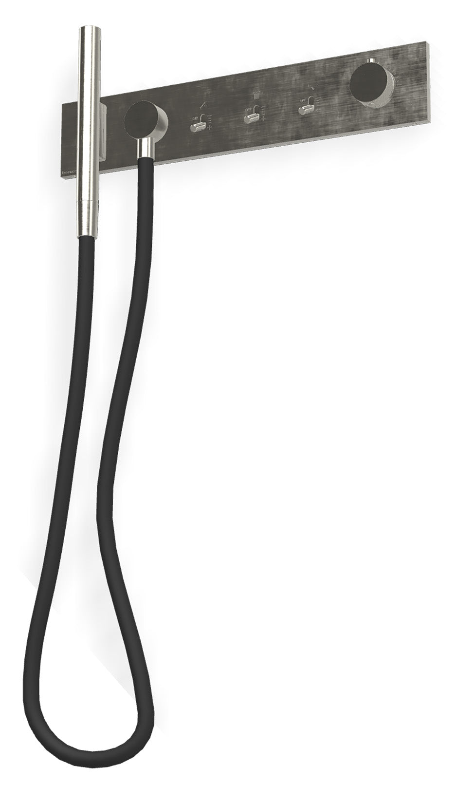 Rubinetterie Treemme 3M Watt RWIT 2B98 IS 01 + RWIT 2B98 ZZ 30 Miscelatore Doccia Termostatico Monocomando Incasso Parete 3 Uscite 6 Fori Stile Moderno Con Piastra Acciaio Inox Spazzolato Opaco Doccetta Metallo Flessibile PVC Parte Interna Esterna Incluse