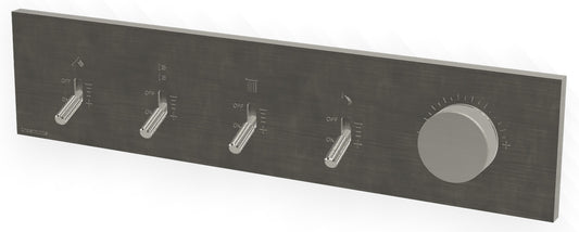 Rubinetterie Treemme 3M Watt RWIT 2BE4 IS 01 + RWIT 2BE4 ZZ 30 Miscelatore Doccia Meccanico Monocomando Incasso Parete 1 Manopola 4 Uscite 5 Fori Stile Moderno Con Piastra Materiale Acciaio Finitura Inox Spazzolato Opaco Parte Interna Esterna Incluse