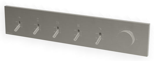 Rubinetterie Treemme 3M Watt RWIT 2BE5 IS 01 + RWIT 2BE5 ZZ 30 Miscelatore Doccia Meccanico Monocomando Incasso Parete 1 Manopola 5 Uscite 6 Fori Stile Moderno Con Piastra Materiale Acciaio Finitura Inox Spazzolato Opaco Parte Interna Esterna Incluse