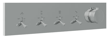 Rubinetterie Treemme 3M Watt RWIT 2BF4 CC 01 + RWIT 2BF4 ZZ 30 Miscelatore Doccia Termostatico Monocomando Incasso 4 Uscite Parete 5 Fori Parte Interna Esterna Incluse Stile Moderno Con Piastra Materiale Ottone Finitura Cromata