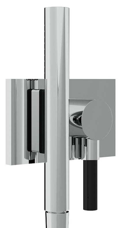 Rubinetterie Treemme 3M Watt RWIT 2BF6 CC 25 + RWIT 2BF6 ZZ 40 Kit Gancio Presa Acqua Flessibile in PVC Doccetta in Metallo Tonda con Attacco a Calamita Supporto a Muro Quadro Materiale Ottone Finitura Cromata Parte Interna ed Esterna Incluse