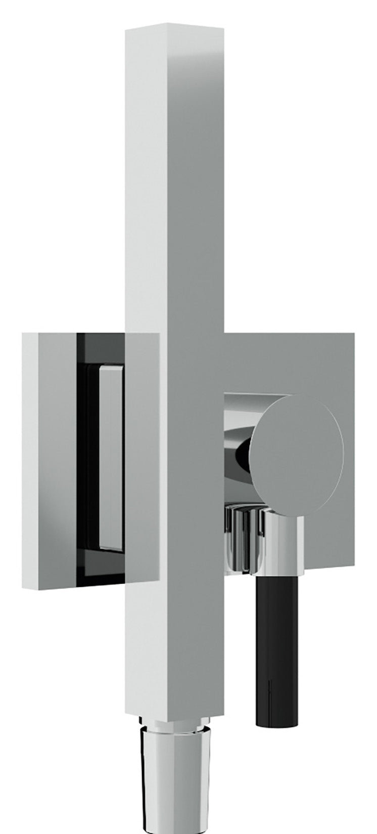 Rubinetterie Treemme 3M Watt RWIT 2BF6 CC 45 + RWIT 2BF6 ZZ 40 Kit Gancio Presa Acqua Flessibile in PVC Doccetta in Metallo Quadra con Attacco a Calamita Supporto a Muro Quadro Materiale Ottone Finitura Cromata Parte Interna ed Esterna Incluse