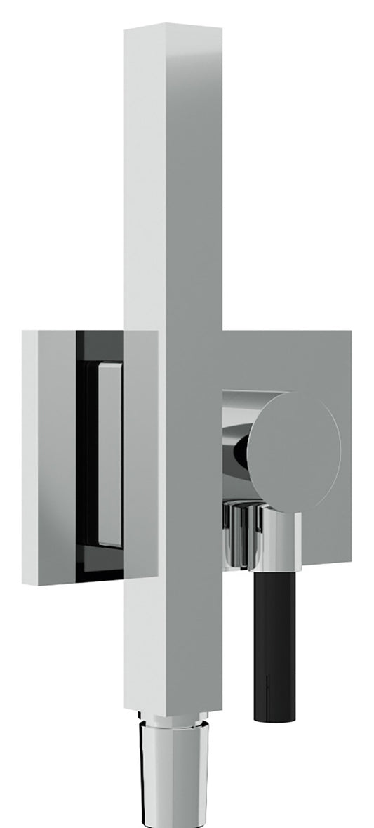 Rubinetterie Treemme 3M Watt RWIT 2BF6 CC 45 + RWIT 2BF6 ZZ 40 Kit Gancio Presa Acqua Flessibile in PVC Doccetta in Metallo Quadra con Attacco a Calamita Supporto a Muro Quadro Materiale Ottone Finitura Cromata Parte Interna ed Esterna Incluse