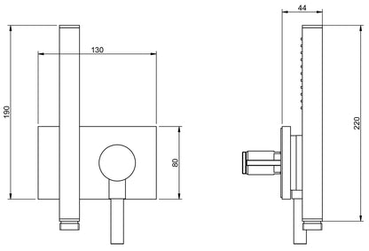 Rubinetterie Treemme 3M Watt RWIT 2BF6 CC 45 + RWIT 2BF6 ZZ 40 Kit Gancio Presa Acqua Flessibile in PVC Doccetta in Metallo Quadra con Attacco a Calamita Supporto a Muro Quadro Materiale Ottone Finitura Cromata Parte Interna ed Esterna Incluse