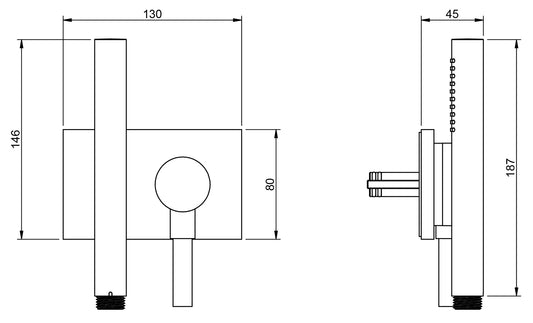 Rubinetterie Treemme 3M Watt RWIT 2BF6 IS 25 + RWIT 2BF6 ZZ 40 Kit Gancio Presa Acqua Tonda Supporto Muro Quadro Materiale Acciaio Finitura Inox Spazzolato Opaco Doccetta Metallo Con Attacco Calamita Flessibile PVC Parte Interna Esterna Incluse