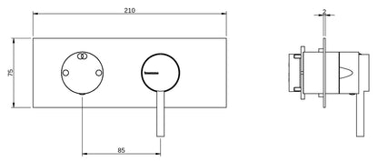 Rubinetterie Treemme 3M X-Change_mono RWIT 58E2 CC 01 + RWIT 22A2 ZZ 01 Miscelatore Monocomando Doccia Incasso Muro Deviatore 2 Uscite Meccanico Due Fori 1 Leva Con Piastra Orizzontale Staffa Per Cartongesso Ottone Cromata Parte Interna Esterna Incluse