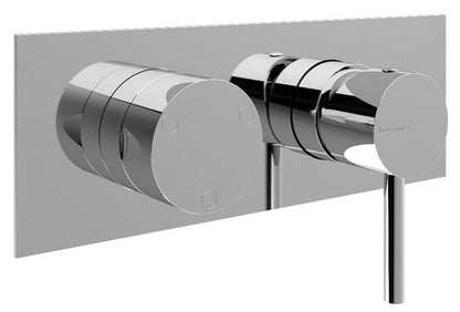 Rubinetterie Treemme 3M X-Change_mono RWIT 58E3 CC 01 + RWIT 22A2 ZZ 01 Miscelatore Monocomando Doccia Incasso Muro Deviatore 3 Uscite Meccanico Due Fori 1 Leva Con Piastra Orizzontale Staffa Per Cartongesso Ottone Cromata Parte Interna Esterna Incluse