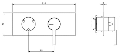 Rubinetterie Treemme 3M X-Change_mono RWIT 58E3 CC 01 + RWIT 22A2 ZZ 01 Miscelatore Monocomando Doccia Incasso Muro Deviatore 3 Uscite Meccanico Due Fori 1 Leva Con Piastra Orizzontale Staffa Per Cartongesso Ottone Cromata Parte Interna Esterna Incluse