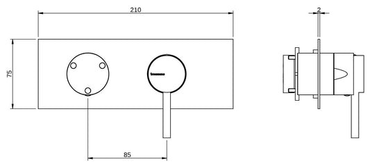 Rubinetterie Treemme 3M X-Change_mono RWIT 58E3 CC 01 + RWIT 22A2 ZZ 01 Miscelatore Monocomando Doccia Incasso Muro Deviatore 3 Uscite Meccanico Due Fori 1 Leva Con Piastra Orizzontale Staffa Per Cartongesso Ottone Cromata Parte Interna Esterna Incluse