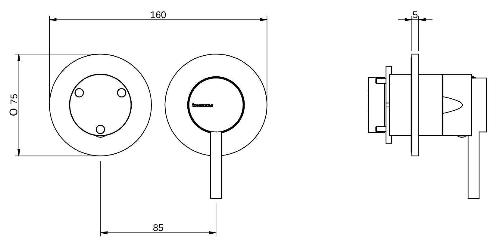 Rubinetterie Treemme 3M X-Change_mono RWIT 58F3 CC 01 + RWIT 22A2 ZZ 01 Miscelatore Monocomando Doccia Incasso Muro Deviatore 3 Uscite Meccanico Due Fori 1 Leva Posizione Orizzontale Staffa Per Cartongesso Ottone Cromata Parte Interna Esterna Incluse
