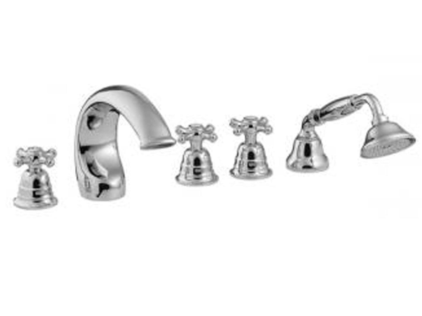 Rubinetterie Treemme 3M OLD ITALY IT 4406 CC OI ZZ Miscelatore Batteria Bordo Vasca 5 Fori Con Doccetta In Metallo Estraibile Materiale Ottone Finitura Cromata