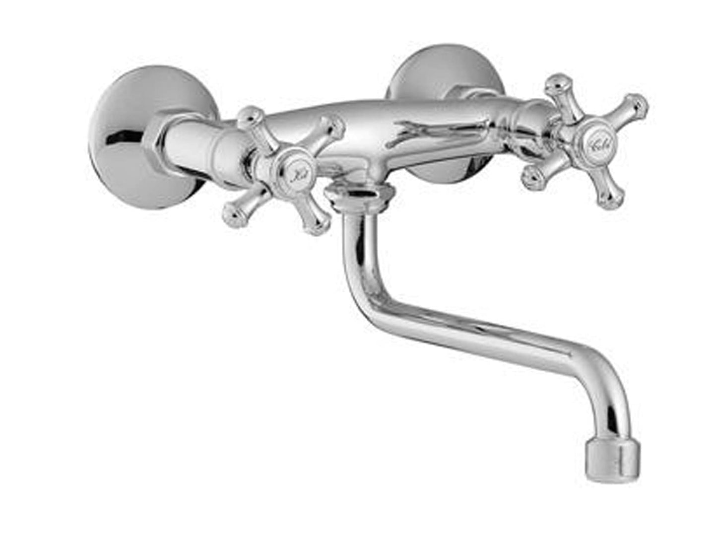 Rubinetterie Treemme KITCHEN - RETRO' Miscelatore Gruppo Lavello Cucina A Parete Stile Classico Con Bocca Girevole Materiale Ottone Finitura Cromata