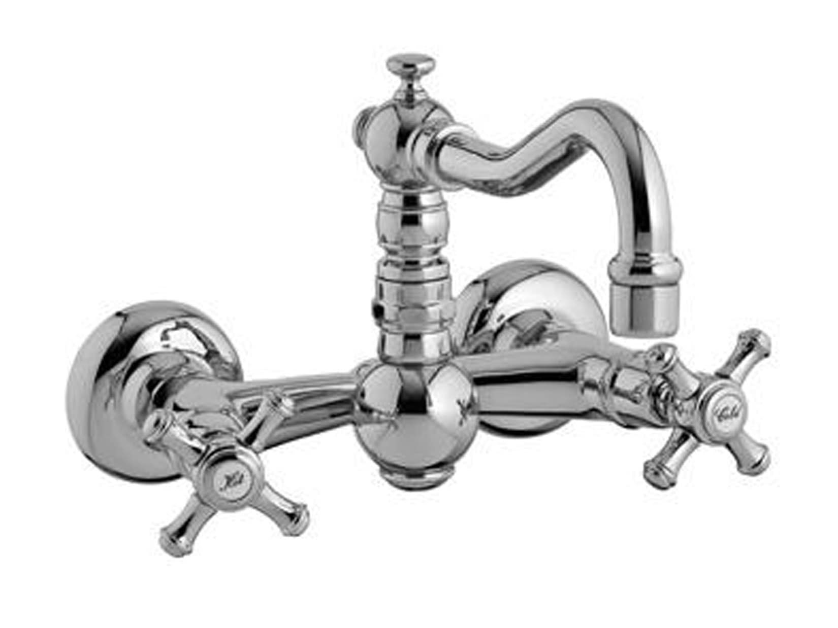 Rubinetterie Treemme KITCHEN - RETRO' Miscelatore Gruppo Lavello Cucina A Parete Stile Classico Con Bocca Girevole Materiale Ottone Finitura Cromata