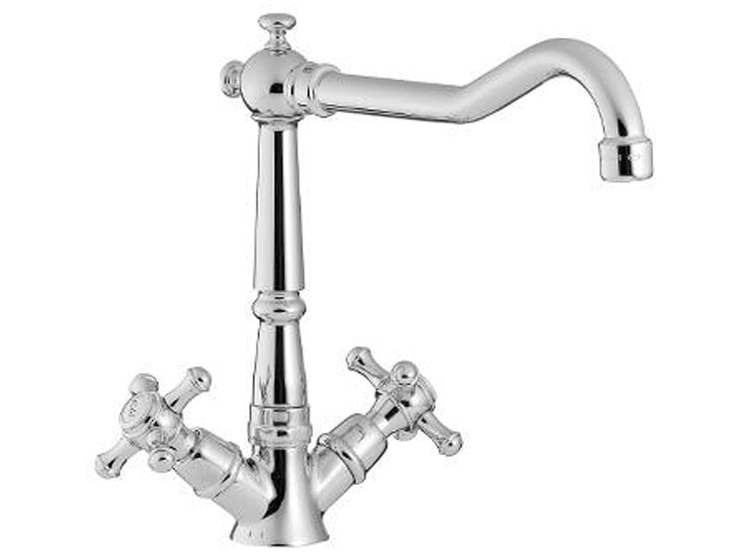 Rubinetterie Treemme KITCHEN - RETRO' Miscelatore Lavello Cucina Monoforo Stile Classico Con Bocca Girevole Materiale Ottone Finitura Cromata