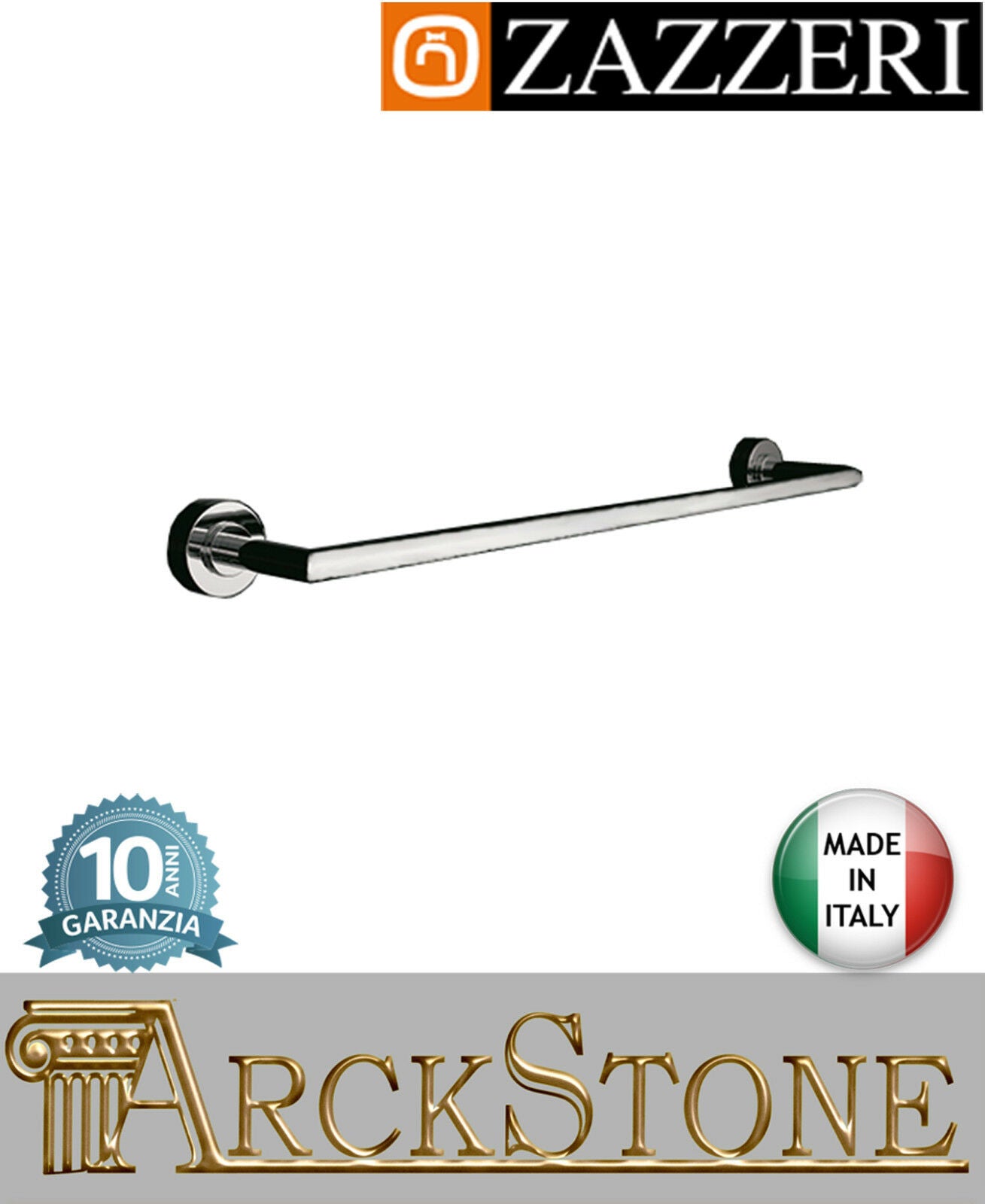 Porta asciugamano Zazzeri Da-Da ottone cromato mm H55 L615 P95 parete accessori