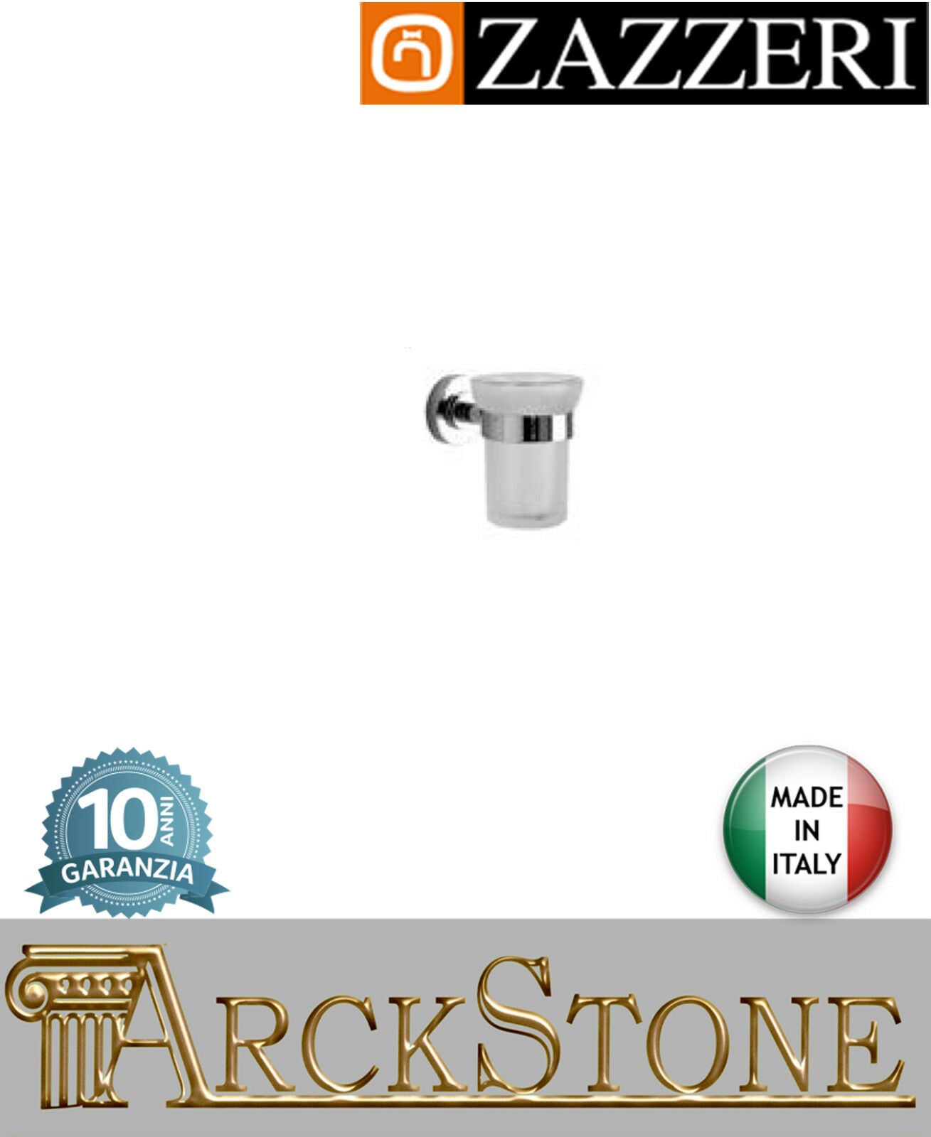Porta spazzolini Zazzeri Da-Da ottone cromato bicchiere vetro H90 L80 P120 muro
