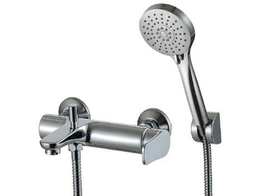 Rubinetterie Treemme 3M Contract ZIP IT 4900 CC KP ZZ Miscelatore Monocomando Esterno Vasca A Parete Con Doccetta In Metallo Stile Moderno Materiale Ottone Finitura Cromata