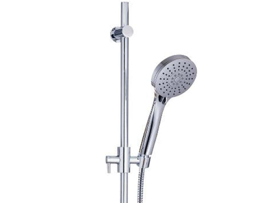 Rubinetterie Treemme 3M Contract TERMO S + SHOWERS RWIT 6305 CC 05 Kit Asta Saliscendi Con Doccetta In ABS Anticalcare 2 Funzioni e Flessibile in PVC Senza Presa Acqua a Muro Finitura Cromata