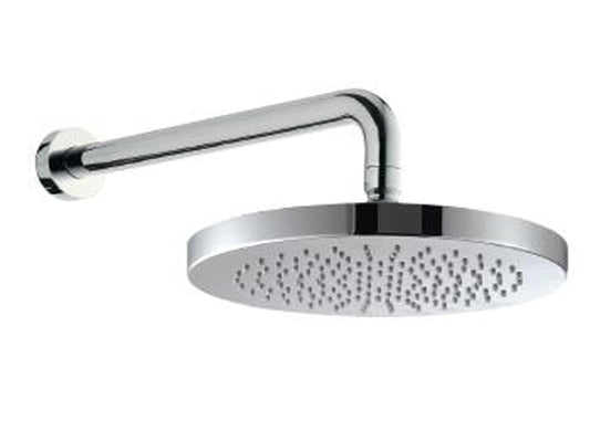 Rubinetterie Treemme 3M Contract ZIP RWIT 4907 CC 05 Soffione Doccia Pioggia A Parete Tondo In ABS Diametro 250 mm Anticalcare Con Braccio Doccia 315 mm Stile Moderno Materiale Ottone Finitura Cromata