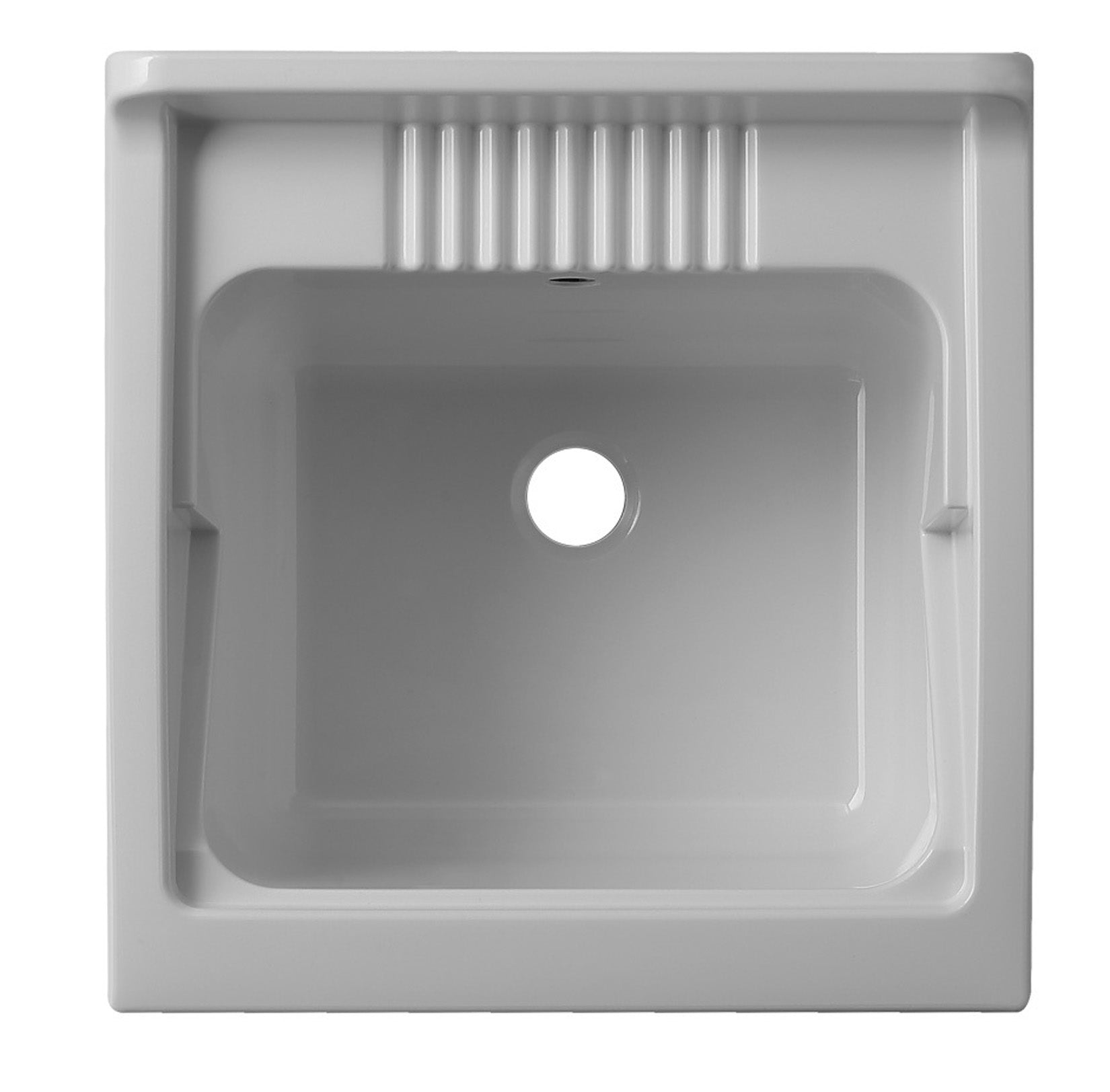 Negrari Arcobaleno Lavatoio per Interno Misura 50x50 L50 P50 H85 cm Colore Bianco Mobile Nobilitato Idrofugo Legno Sportelli Squadrati Vasca in Resina Asse Lavaggio in Polipropilene Sifone Autopulente Completo di Troppopieno Piedini Regolabili in Altezza