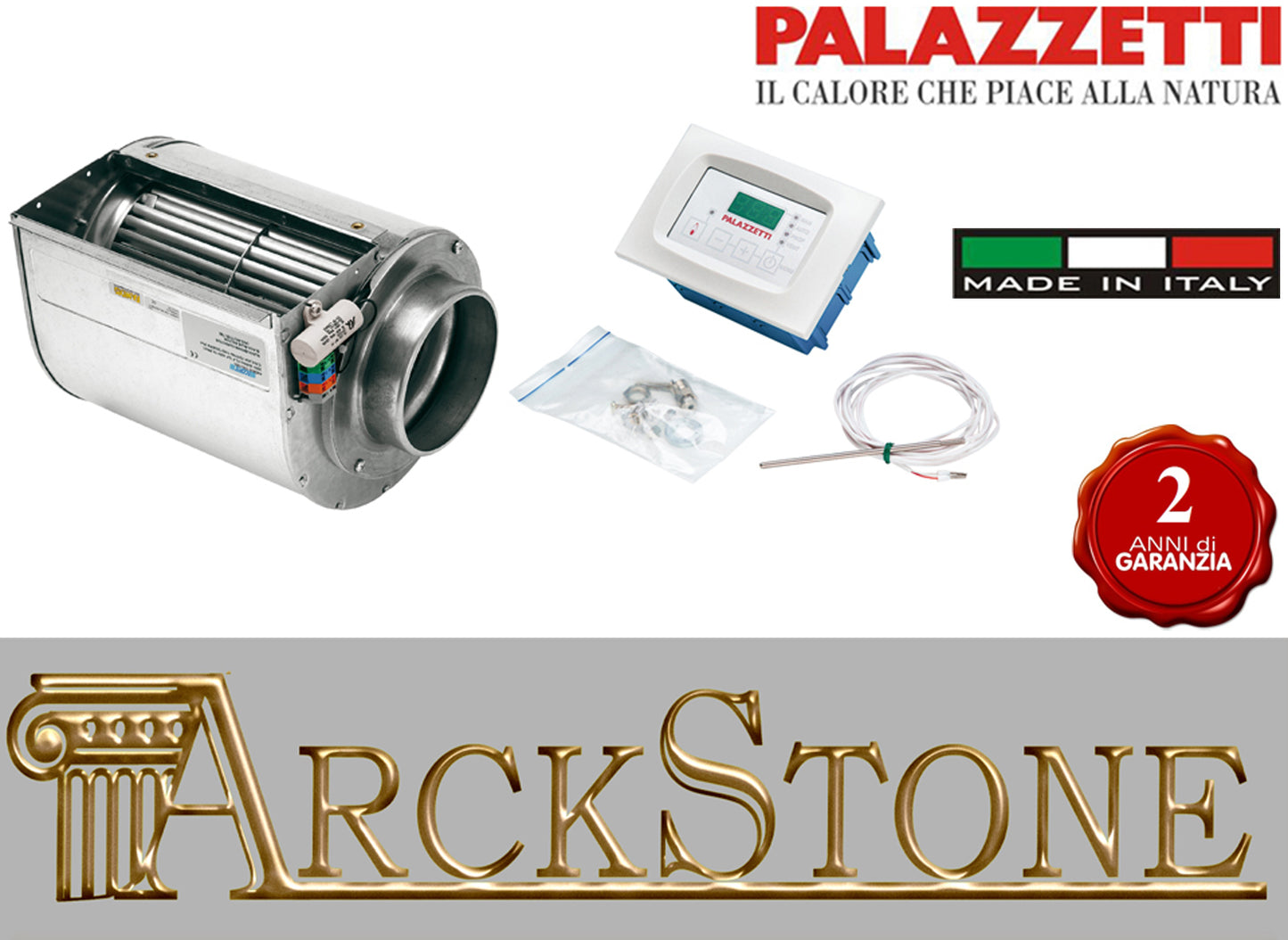 Elettroventilatore Centrifugo (80W) Elettronica Regolazione Ventilazione Automatica Manuale Display Digitale Temperatura Aria Modalità Automatica Modula Velocità Canalizzare Palazzetti Kit Ventilatore Centralina Incasso per Monoblocco 16:9 3D