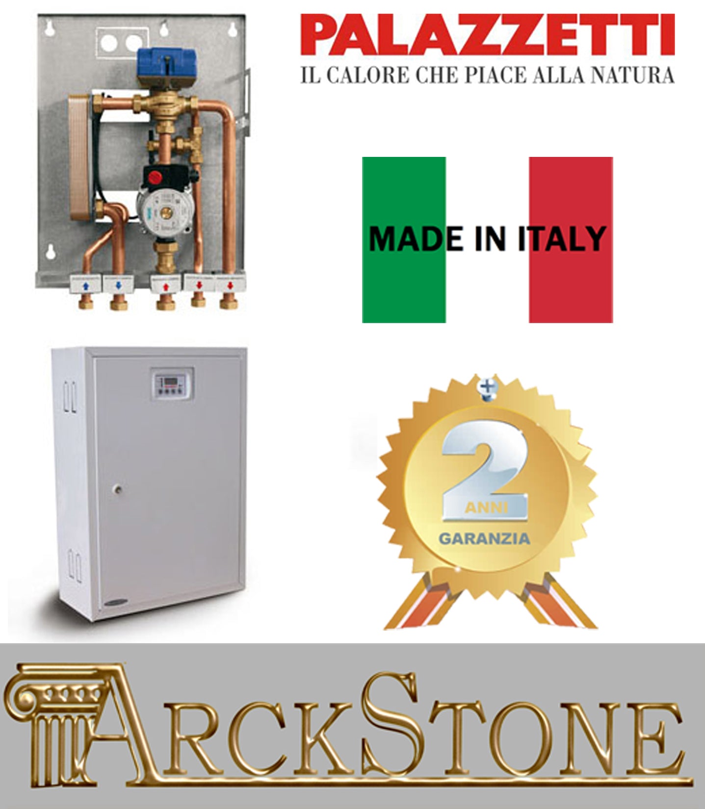 Palazzetti Kit L2 Produzione ACS Istantanea Alta Efficienza Acqua Calda Sanitaria Costituito Circolatore Scambiatore Piastre (20kW) Valvola Non Ritorno 3 Vie Deviatrice Centralina Elettronica Flussostato Consente Gestione Impianto Riscaldamento