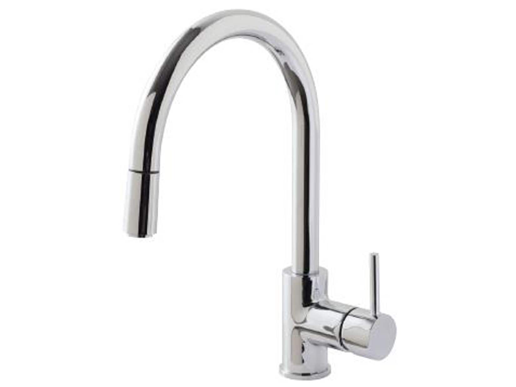 Rubinetterie Treemme KITCHEN - DESIGN Miscelatore Lavello Con Doccetta Estraibile Cucina Monoforo Stile Moderno Con Bocca Girevole Materiale Ottone Finitura Cromata