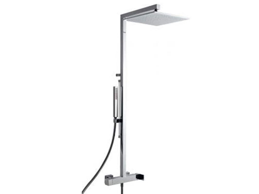 Rubinetterie Treemme SHOWERS & THERMOSTATICS Gruppo Colonna Doccia Attrezzata Multifunzione Miscelatore Meccanico Finitura Cromata Con Doccetta E Soffione Anticalcare In Metallo Quadrato 300x300 mm