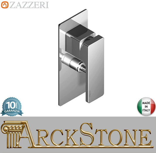 Zazzeri Rubinetterie Qquadro Miscelatore Doccia Meccanico Incasso A Muro Con Box Con Deviatore 2 Vie 2 Fori Monocomando Stile Moderno Materiale Ottone Finitura Cromato