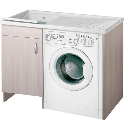 Negrari Eco Mobile Lavatoio Coprilavatrice Montato Vasca Sinistra Lavatrice Destra Colore Olmo Anta Battente Struttura Legno Nobilitato Idrofugo Vasca Asse Plastica Interno Bagno Lavanderia L109 P60 109x60 H92 cm