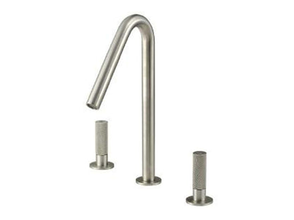 Rubinetterie Treemme 3M 22MM IT 6011 IS 2G ZZ Miscelatore Batteria Appoggio Lavabo 160 mm 3 Fori 2 Leve Stile Moderno Senza Piletta di Scarico Altezza 290 mm Materiale Acciaio Finitura Acciaio Spazzolato