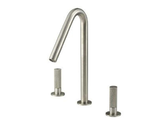 Rubinetterie Treemme 3M 22MM IT 6011 IS 2G ZZ Miscelatore Batteria Appoggio Lavabo 160 mm 3 Fori 2 Leve Stile Moderno Senza Piletta di Scarico Altezza 290 mm Materiale Acciaio Finitura Acciaio Spazzolato