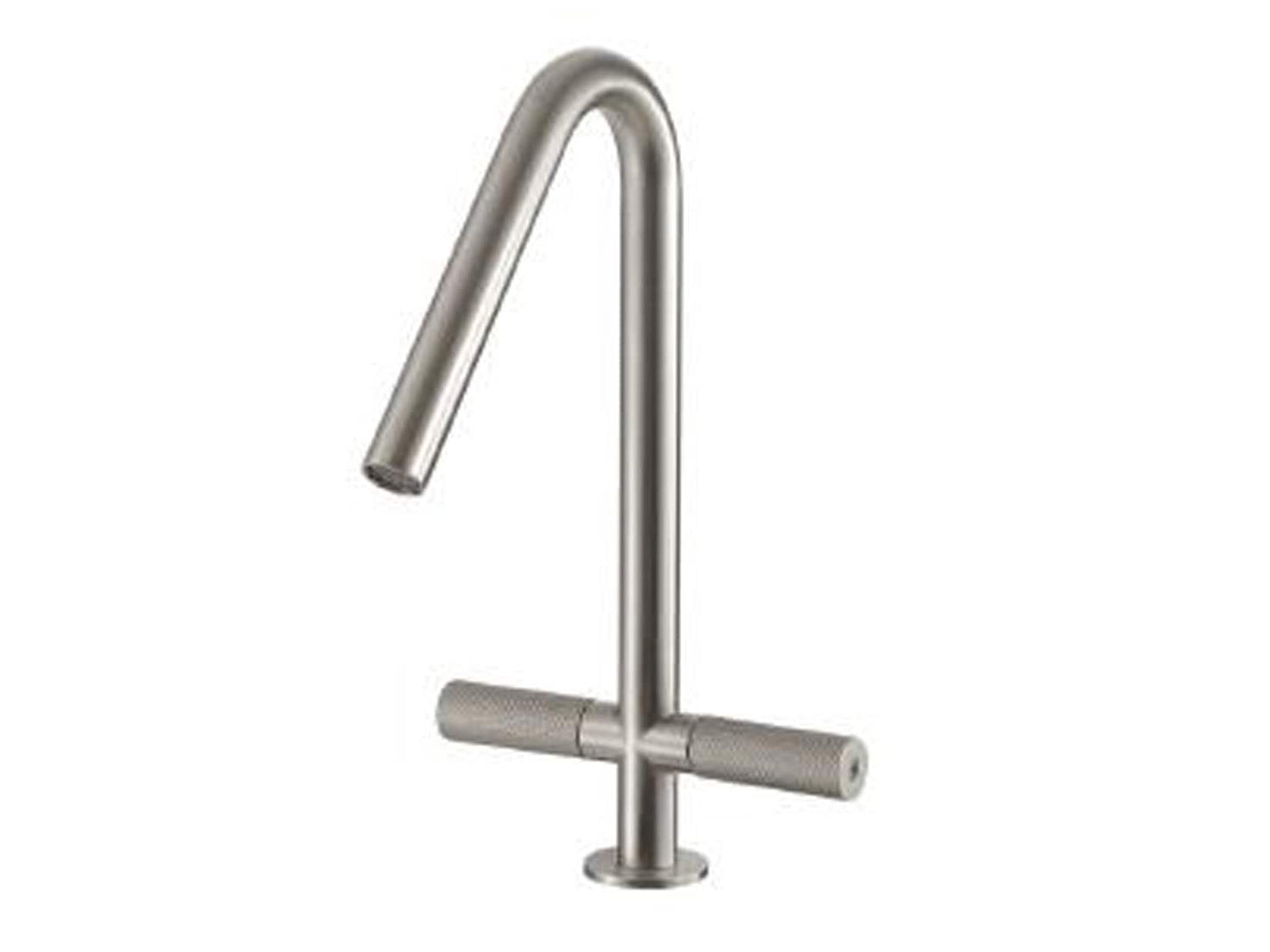 Rubinetterie Treemme 3M 22MM IT 6014 IS 2G ZZ Miscelatore Monoforo Appoggio Lavabo 160 mm 2 Leve Senza Piletta di Scarico Stile Moderno Materiale Acciaio Finitura Acciaio Spazzolato Opaco Inox