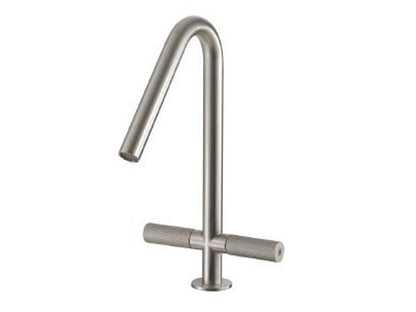 Rubinetterie Treemme 3M 22MM IT 6014 IS 2G ZZ Miscelatore Monoforo Appoggio Lavabo 160 mm 2 Leve Senza Piletta di Scarico Stile Moderno Materiale Acciaio Finitura Acciaio Spazzolato Opaco Inox