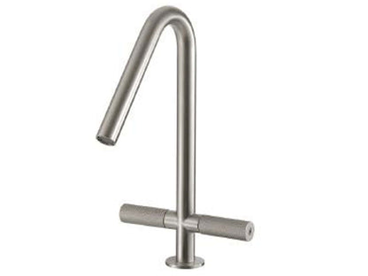 Rubinetterie Treemme 22MM Miscelatore Monoforo Appoggio Lavello Cucina Standard 2 Manopole Stile Moderno Materiale Acciaio Finitura Acciaio Spazzolato Opaco Inox