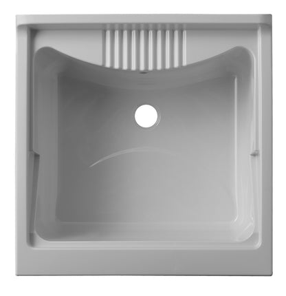 Negrari Eco Lavatoio Montato Misura 60x60 L60 P60 H85 CM Colore Olmo Interno Bagno Lavanderia Base Mobile Nobilitato Idrofugo Legno Vasca Asse Polipropilene Sifone Piedini Regolabili Ante Sportelli Battenti Economico Qualità Medio Alta 