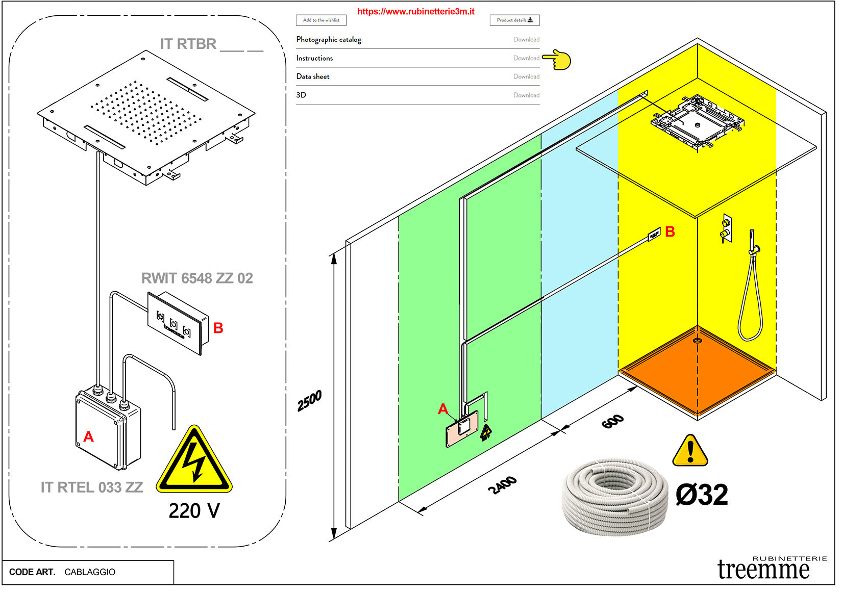 Rubinetterie Treemme SHOWERS & THERMOSTATICS Soffione Doccia A Soffitto Misura 700x400 mm Forma Rettangolare Funzione Acqua Pioggia Cascata Getto Cromoterapia Materiale Acciaio Inox Finitura Cromata Incluso di Tastierino Comandi Fashion