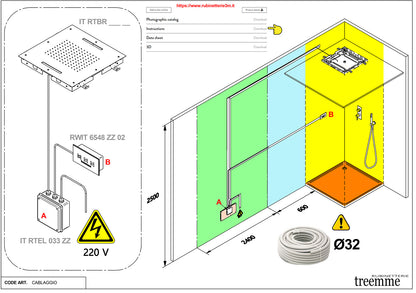 Rubinetterie Treemme SHOWERS & THERMOSTATICS Soffione Doccia A Soffitto Misura 700x400 mm Forma Rettangolare Funzione Acqua Pioggia Cascata Nebulizzatori Getto Cromoterapia Materiale Acciaio Inox Finitura Cromata Incluso di Tastierino Comandi Fashion
