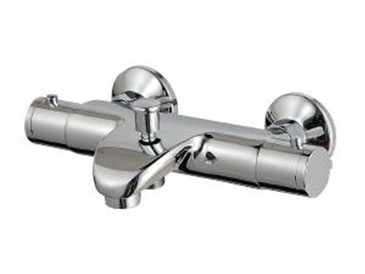 Rubinetterie Treemme Contract Termo S + Showers IT 6450 CC DT ZZ Gruppo Miscelatore Vasca Termostatico Esterno A Parete Senza Set Doccia 2 Fori 2 Leve Stile Moderno Materiale Ottone Finitura Cromata