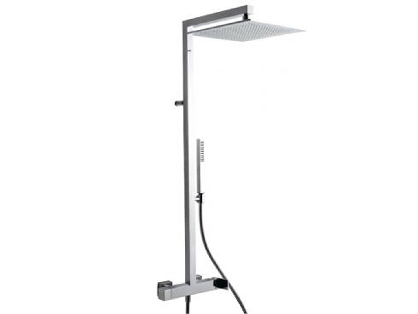 Rubinetterie Treemme SHOWERS & THERMOSTATICS Gruppo Colonna Doccia Attrezzata Multifunzione Miscelatore Meccanico Finitura Cromata Con Doccetta E Soffione Anticalcare In Metallo Quadrato 300x300 mm