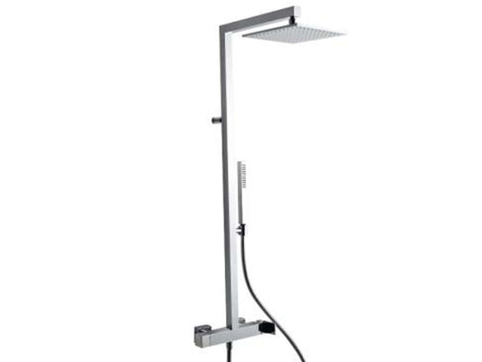 Rubinetterie Treemme SHOWERS & THERMOSTATICS Gruppo Colonna Doccia Attrezzata Multifunzione Miscelatore Meccanico Finitura Cromata Con Doccetta E Soffione Anticalcare In Metallo Quadrato 250x250 mm