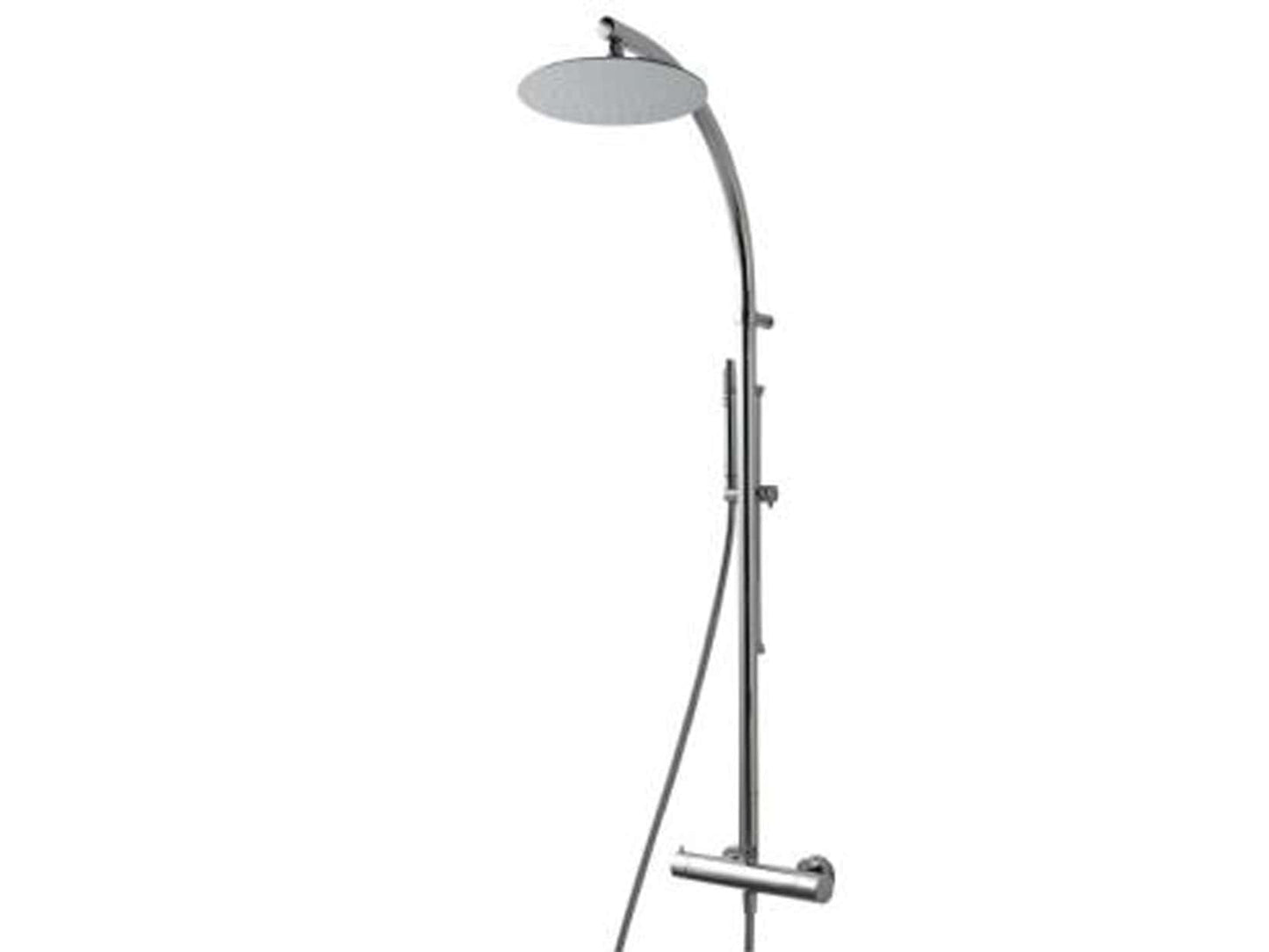 Rubinetterie Treemme SHOWERS & THERMOSTATICS Gruppo Colonna Doccia Attrezzata Multifunzione Miscelatore Termostatico Finitura Cromata Con Doccetta E Soffione Anticalcare In Metallo Diametro Ø 250 mm Asta Saliscendi
