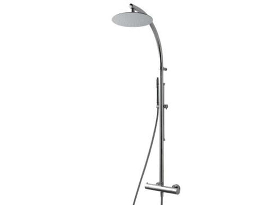Rubinetterie Treemme SHOWERS & THERMOSTATICS Gruppo Colonna Doccia Attrezzata Multifunzione Miscelatore Termostatico Finitura Cromata Con Doccetta E Soffione Anticalcare In Metallo Diametro Ø 250 mm Asta Saliscendi