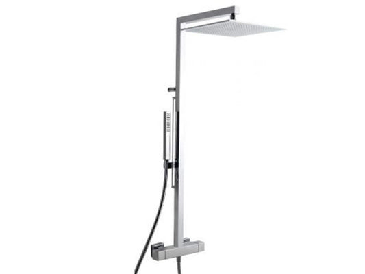 Rubinetterie Treemme SHOWERS & THERMOSTATICS Gruppo Colonna Doccia Attrezzata Multifunzione Miscelatore Termostatico Finitura Cromata Con Doccetta E Soffione Anticalcare In Metallo Quadrato 300x300 mm Asta Saliscendi