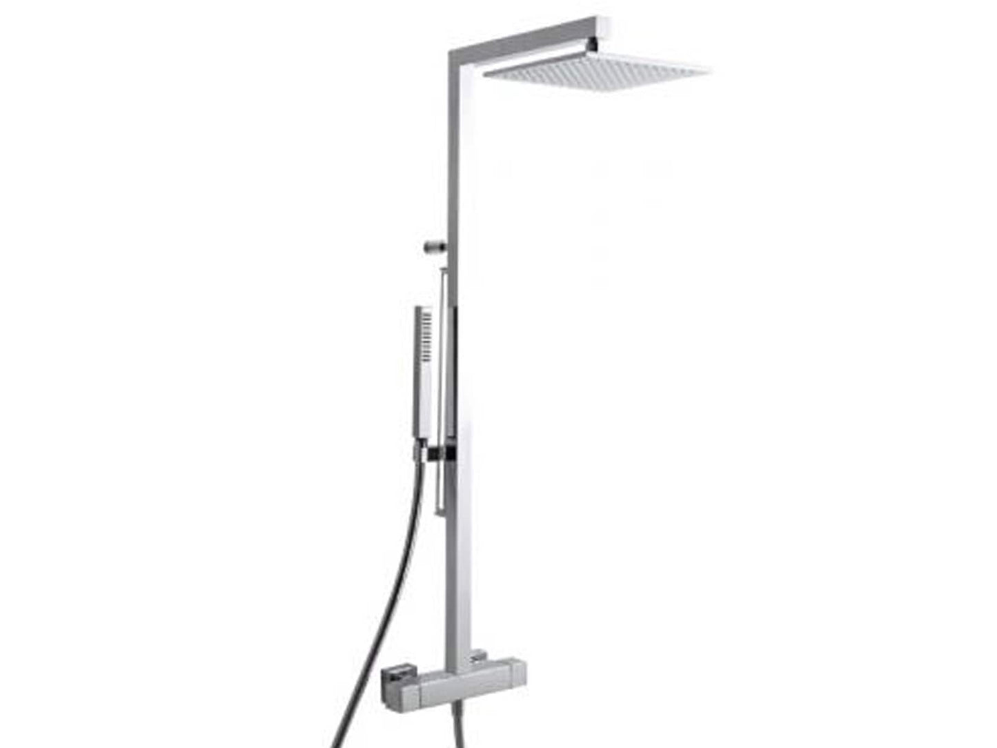 Rubinetterie Treemme SHOWERS & THERMOSTATICS Gruppo Colonna Doccia Attrezzata Multifunzione Miscelatore Termostatico Finitura Cromata Con Doccetta E Soffione Anticalcare In Metallo Quadrato 250x250 mm Asta Saliscendi