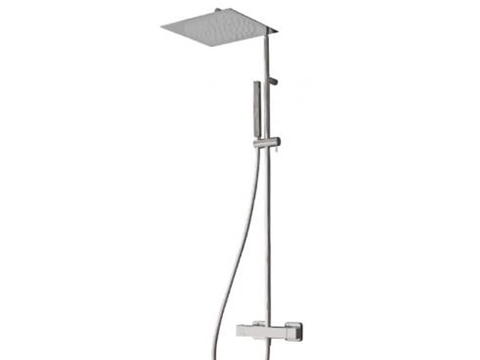 Rubinetterie Treemme SHOWERS & THERMOSTATICS Gruppo Colonna Doccia Attrezzata Multifunzione Miscelatore Termostatico Finitura Cromata Con Doccetta E Soffione Anticalcare In Metallo Quadrato 300x300 mm