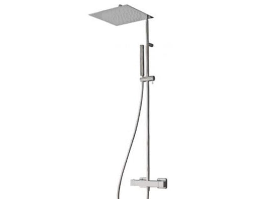 Rubinetterie Treemme SHOWERS & THERMOSTATICS Gruppo Colonna Doccia Attrezzata Multifunzione Miscelatore Termostatico Finitura Cromata Con Doccetta E Soffione Anticalcare In Metallo Quadrato 300x300 mm
