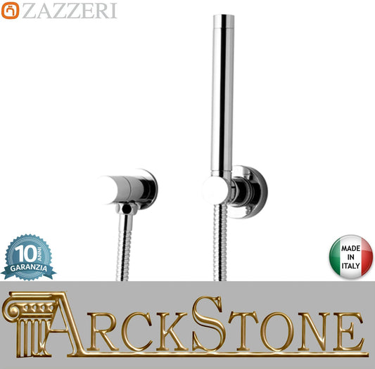 Idroscopino marca Zazzeri modello Moon Mono finitura ottone cromato parete flessibile attacco presa acqua muro mano supporto arredamento casa acqua home arredo bagno cromo azienda certificata qualità made in italy