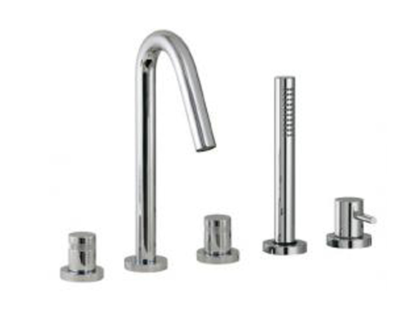 Rubinetterie Treemme X-CHANGE XR Miscelatore Batteria Bordo Vasca 5 Fori Con Doccetta In Metallo Estraibile Materiale Ottone Finitura Cromata