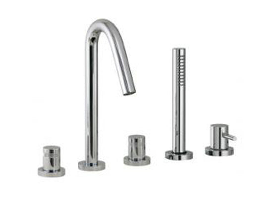 Rubinetterie Treemme X-CHANGE XR Miscelatore Batteria Bordo Vasca 5 Fori Con Doccetta In Metallo Estraibile Materiale Ottone Finitura Cromata